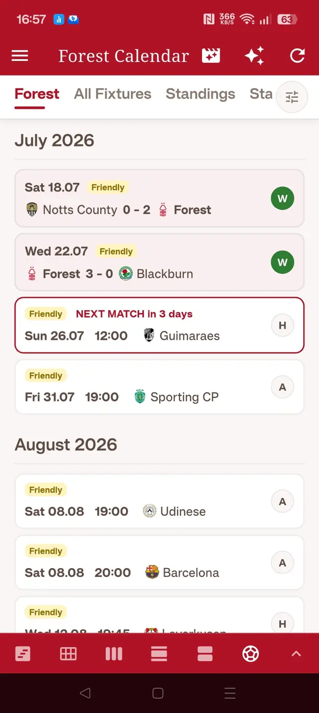 Nottingham Forest fixtures and results