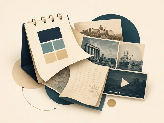 An illustrated calendar date opening into a rich historical story